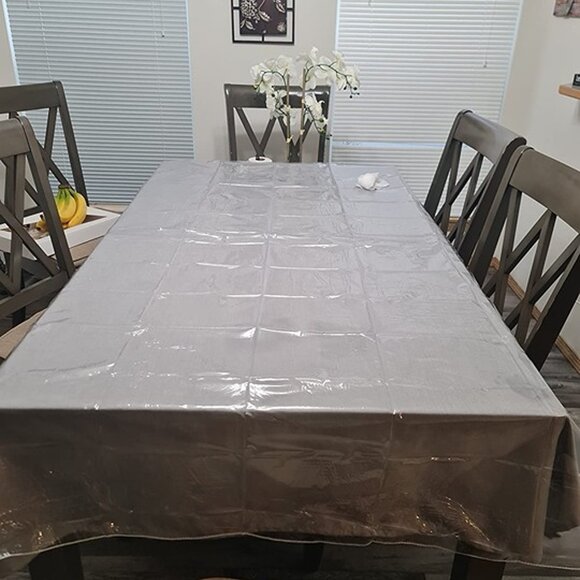 NEW Clear Plastic Tablecloth 100% Waterproof Table Protector 54" x 72" - Picture 2 of 7